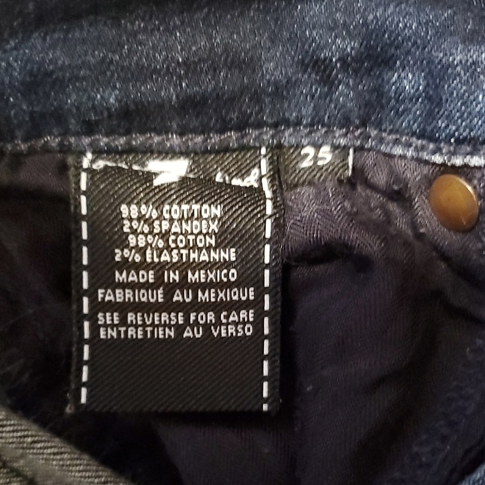 7 For All Mankind Dark Blue Distressed Skinny Jeans - Picture 3 of 7